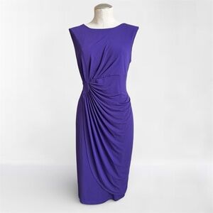 Enfocus Women Purple Ruched Sleeveless Cocktail Dress Size 14W